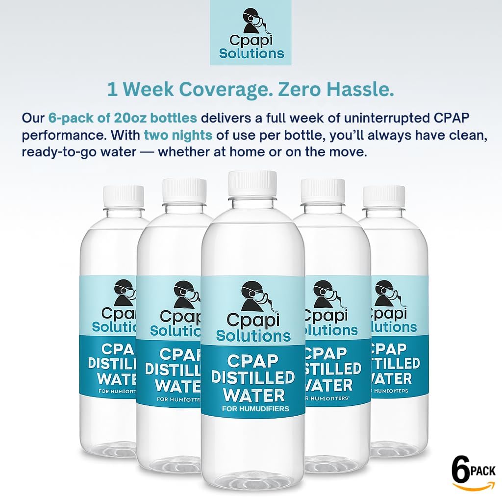 Distilled Water 20oz Bottles (6-Pack) – for CPAP Machines & Humidifiers