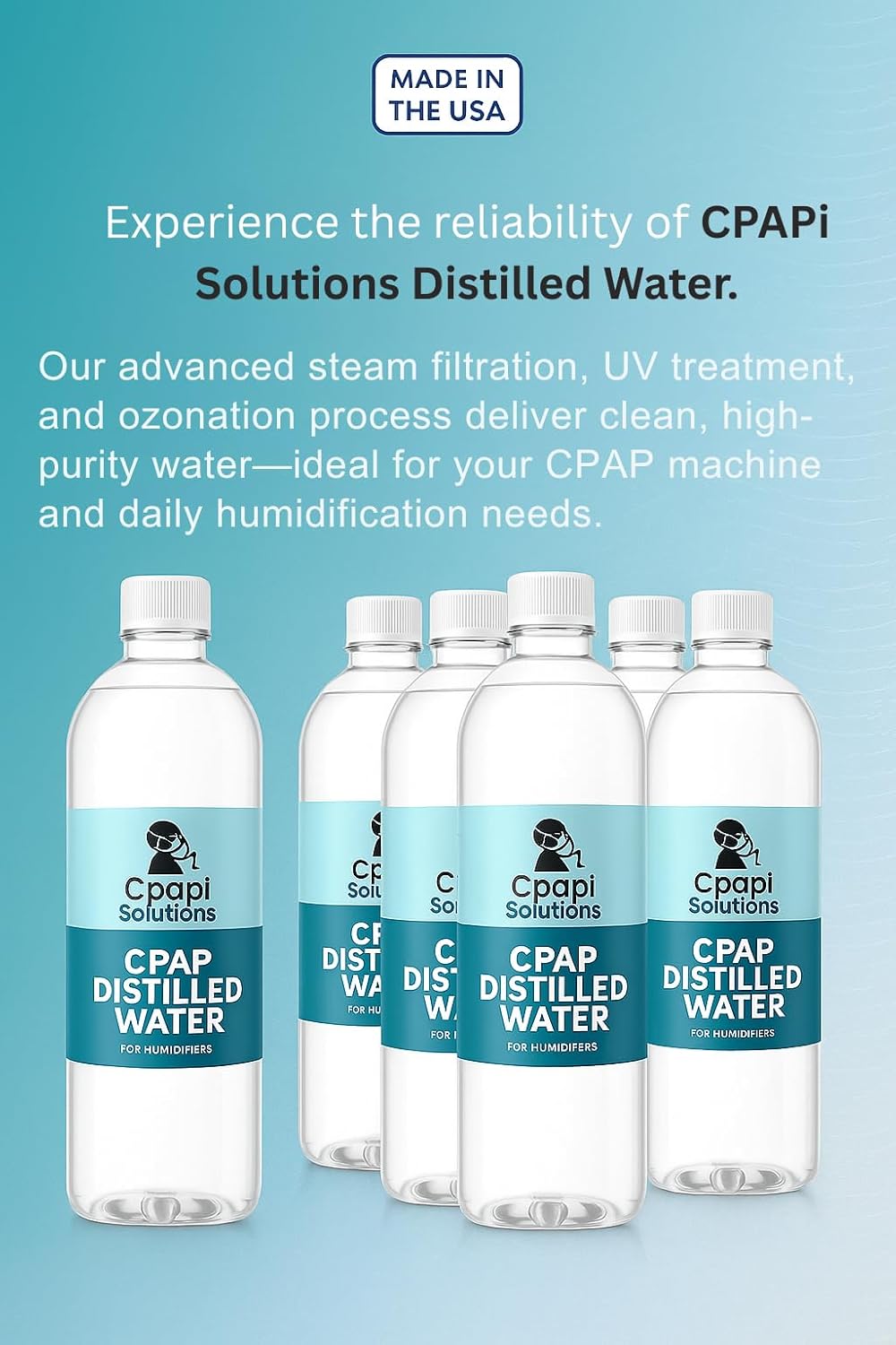 Distilled Water 20oz Bottles (6-Pack) – for CPAP Machines & Humidifiers
