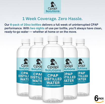 Distilled Water 20oz Bottles (6-Pack) – for CPAP Machines & Humidifiers