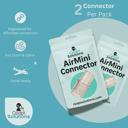 AirMini Adapter - 2 Pack – Universal CPAP Hose Connector for Travel Machine – Fits 15mm & 22mm Tubing