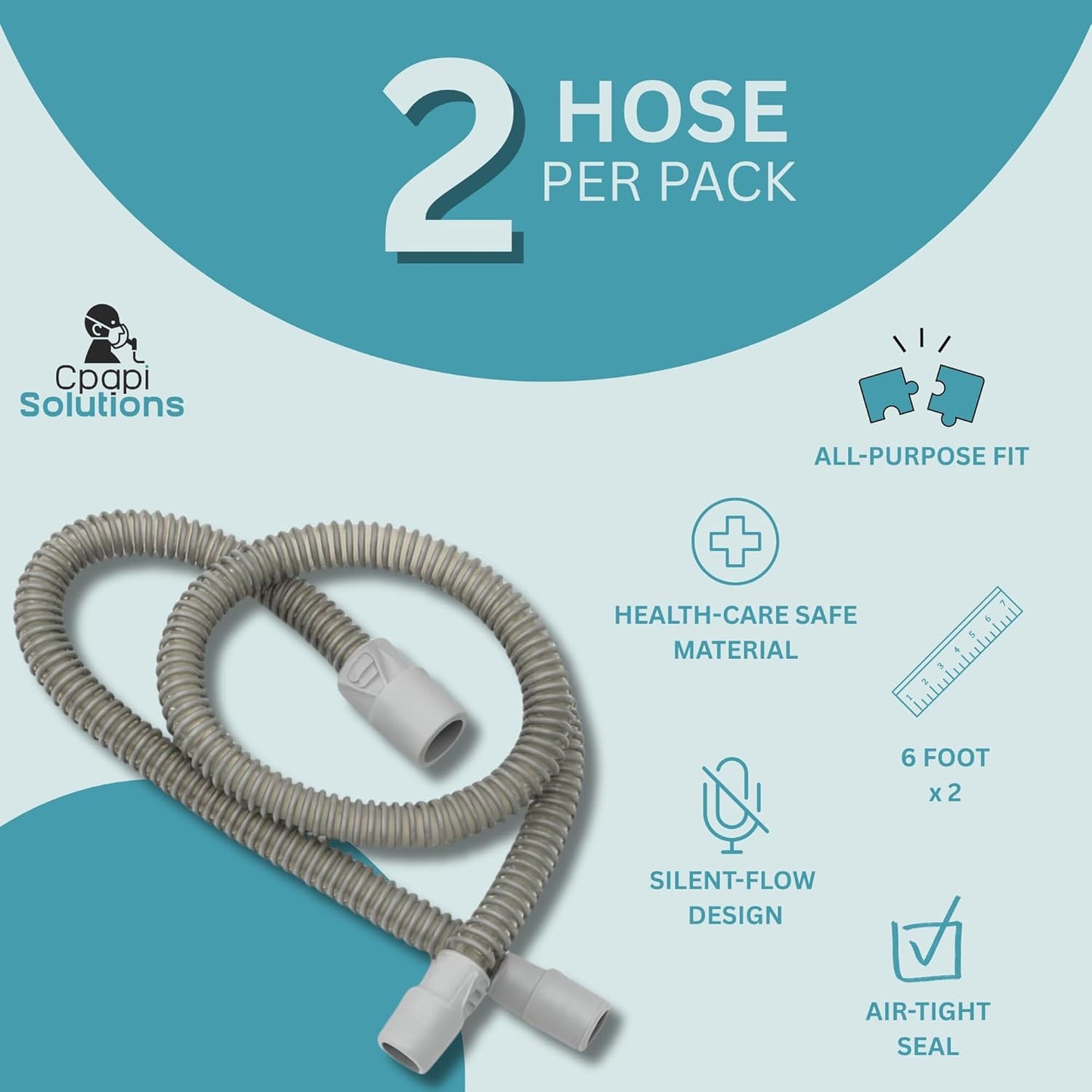 Slim Universal CPAP Hose – 6 ft (2-Pack) – with Standard 15mm hose & 22mm Ends