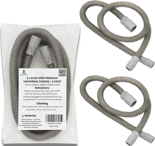 Slim Universal CPAP Hose – 6 ft (2-Pack) – with Standard 15mm hose & 22mm Ends