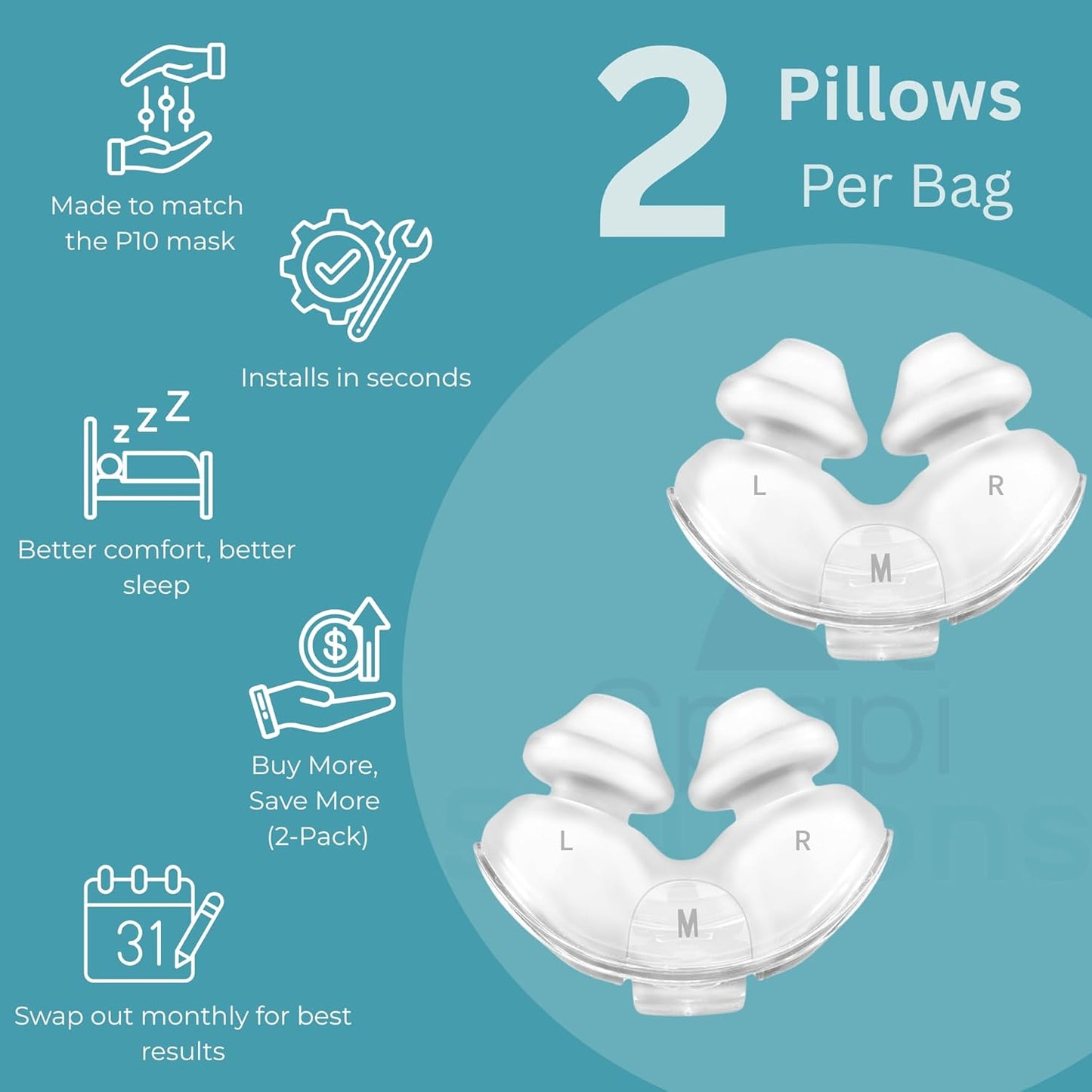 P10 Replacement Pillow Cushion 2 Pack – Compatible with AirFit & AirTouch