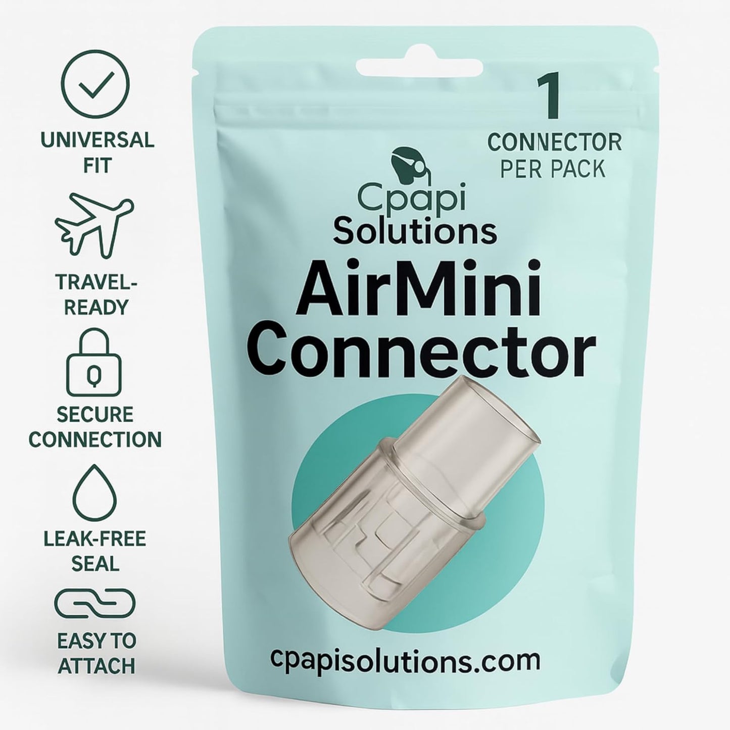 AirMini Adapter - 1 Pack – Universal CPAP Hose Connector for Travel Machine – Fits 15mm & 22mm Tubing