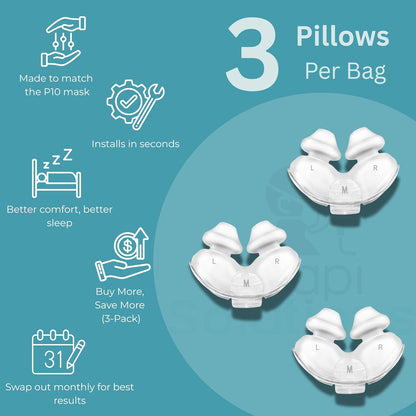 P10 Replacement Pillow Cushion 3 Pack – Compatible with AirFit & AirTouch