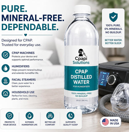 Distilled Water 20oz Bottles (6-Pack) – for CPAP Machines & Humidifiers